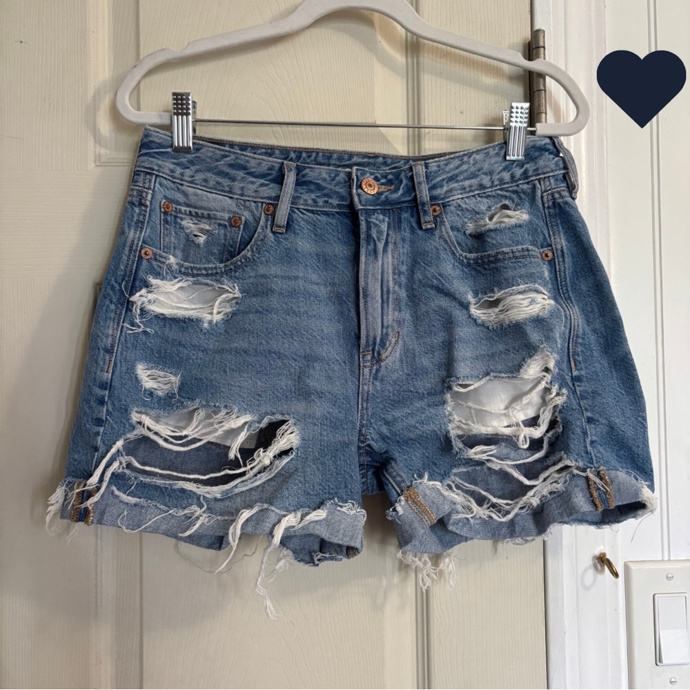 American Eagle Outfitters Tomgirl Distressed Ripped Blue Jean Denim Shorts